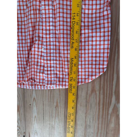 Gap Kids Orange Checkered Button Down Girls Size Large 10 Regular Cotton - Picture 4 of 8